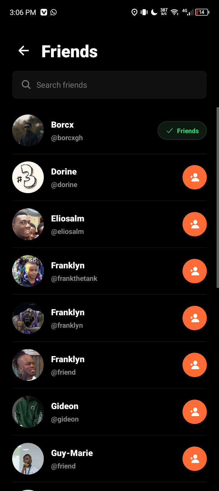 LinknRun friends and runners list